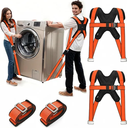 Vista 7 de Ytonet Correas de Mudanza, Sistema de Elevación y Movimiento para 2 Personas con Soporte Trasero Acolchado, Correas de Elevación para Mover Muebles