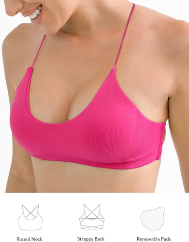 Vista 4 de FRESOUGHT Sujetadores deportivos para mujer, sin costuras, con tirantes y espalda cruzada, soporte medio, para entrenamiento, gimnasio, yoga