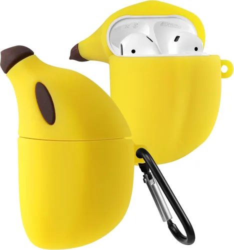 Vista 8 de Boaretiu - Funda para AirPods Pro/Pro de 2ª generación, lindo KawaiiBanana con llavero para AirPods Pro y Pro 2, divertida funda 3D de silicona