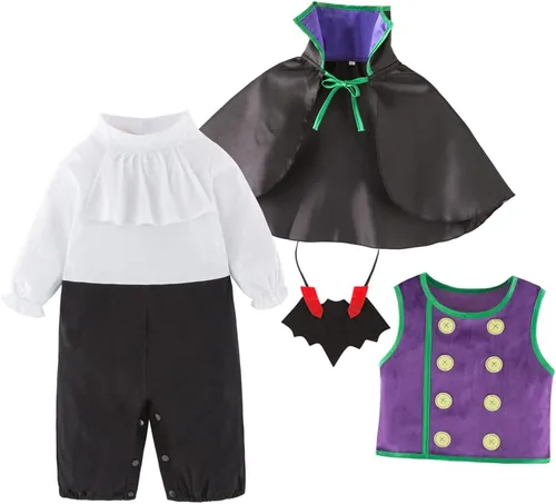 Vista 3 de LXKIKMM Conjunto de 4 piezas de disfraz de vampiro de Halloween para bebé