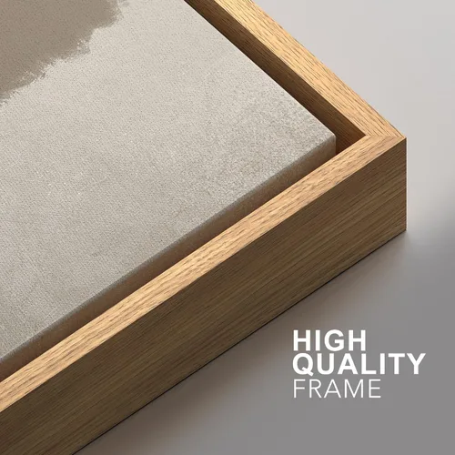 Vista 44 de SIGNFORD - Set de obras de arte en lienzo enmarcado para pared, ilustraciones abstractas de neblina del desierto en tonos neutros beige y marrón