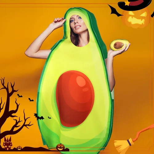 Vista 3 de Xaatren Disfraz de Halloween para mujeres y hombres, divertido disfraz de frutas y verduras para cosplay, accesorios para fiesta de Halloween