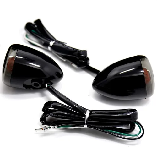 Vista 5 de Señales de giro y soporte de bala negra para Harley Dyna Softail Fatboy Sportster FXDB