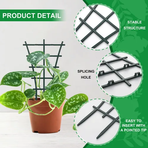 Vista 3 de Paquete de 12 mini enrejados apilables para plantas trepadoras para plantas en macetas de interior, soporte para macetas, guisantes, hoya, potos