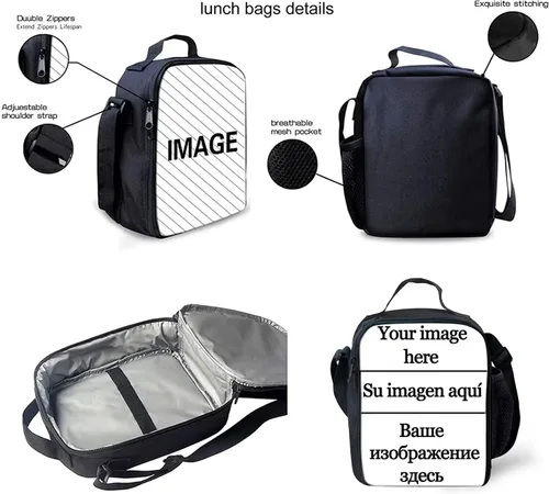 Vista 5 de ZFRXIGN Lonchera de lobo para niños y niños, bolsa de almuerzo aislada, bolsa térmica Bento, bolsa de almuerzo para niños y adultos, picnic