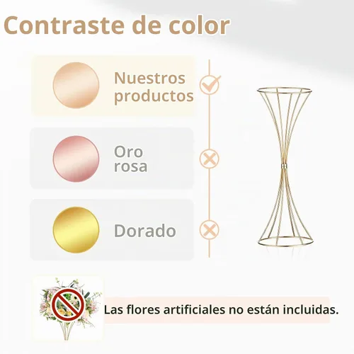Vista 5 de NUPTIO 2 centros de mesa de boda para mesas, jarrón de trompeta de metal de 19.7 pulgadas de alto, jarrones dorados para centros de mesa, estante
