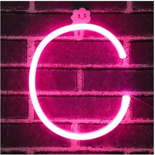 Vista 15 de Letrero de neón, letras de neón, letras del alfabeto de neón iluminadas, letras con luces LED, letras de marquesina iluminadas, batería, USB, rosa