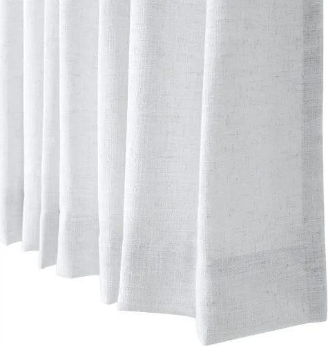 Vista 6 de Cortinas plisadas de lino con forro para oscurecer la sala de estar, dormitorio, puerta de patio (1 panel), 34 pulgadas de ancho x 84 pulgadas