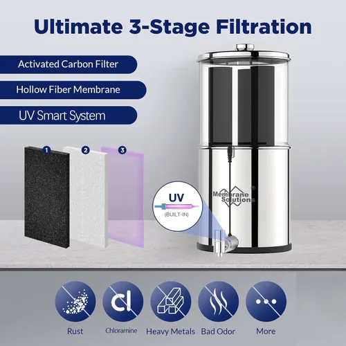 Vista 2 de Membrane Solutions Elementos filtrantes de reemplazo del sistema de filtración de agua por gravedad de encimera UV - 6 paquetes (U3P)