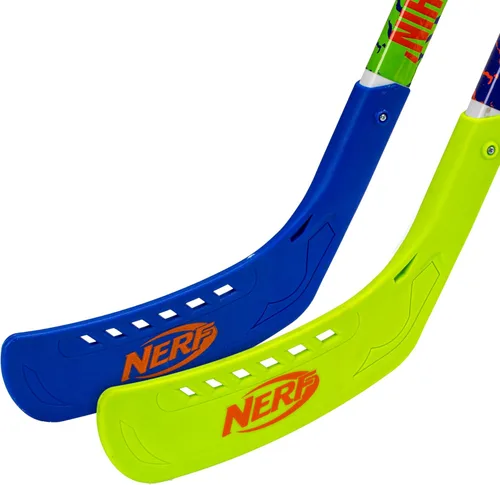 Vista 7 de Franklin Sports NERF Proshot Set de palos de hockey para niños + pelota - Juego de 2 jugadores para interior + exterior - 2 en 1 hockey de rodilla +
