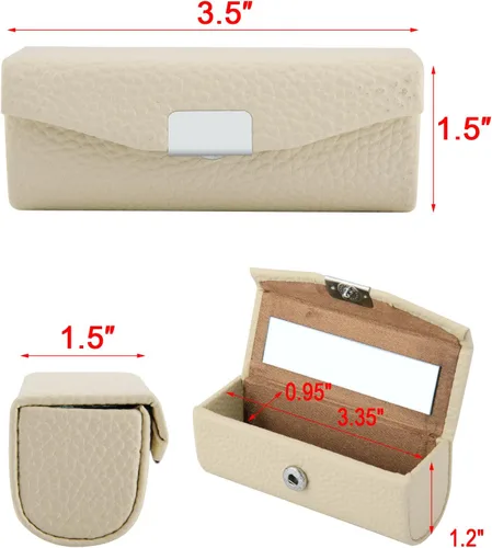 Vista 2 de Beautyflier Estuche de piel sintética para lápiz labial para mujer, con espejo, rectangular, estuche de viaje para maquillaje, monedero, soporte