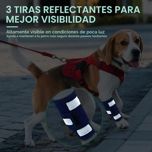 Vista 4 de Kuoser Soporte de pierna delantera para perro y protector de codo, codo ajustable para perro con tira reflectante, manga de compresión para piernas