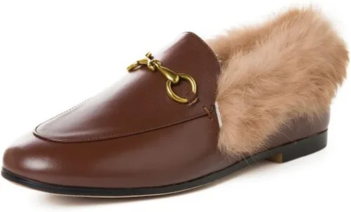 Vista 12 de Divanne Mocasines para mujer, mocasines planos con cadena dorada, mocasines de piel sin cordones Albaricoque