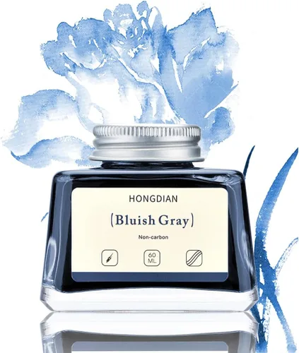 Vista 22 de Asvine Hongdian Pluma estilográfica con tinta embotellada Azul, Botella de tinta de 60ml para pluma estilográfica sin carbono