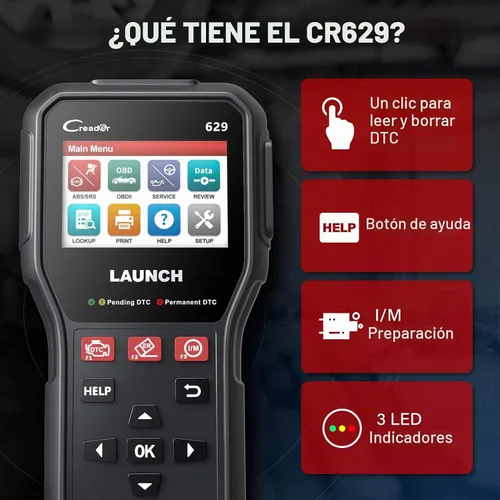 Vista 6 de Launch CR629 OBD2 escáner lector de código 2026 nueva herramienta de Negro