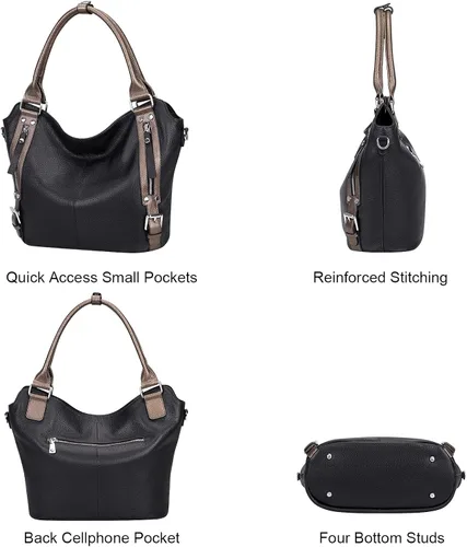 Vista 4 de Over Earth Bolsos de cuero genuino para mujer, bolso de hombro Hobo para mujer