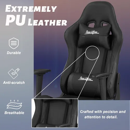 Vista 6 de Silla Gamer - Silla reclinable ergonómica de respaldo alto para juegos de PC con reposacabezas y soporte lumbar para adultos y niños de 8 a 12 años