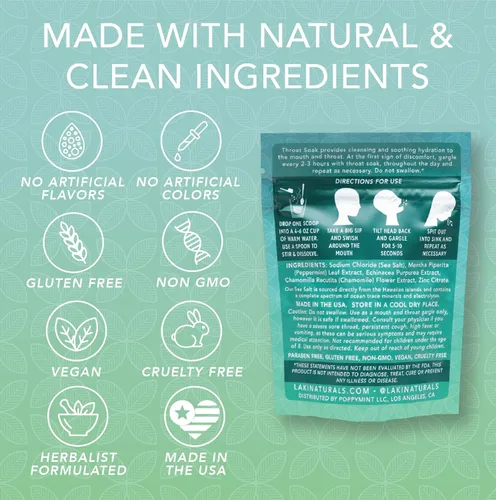 Vista 6 de Laki Naturals Bolsa para remojar la garganta de equinácea y menta con cucharada