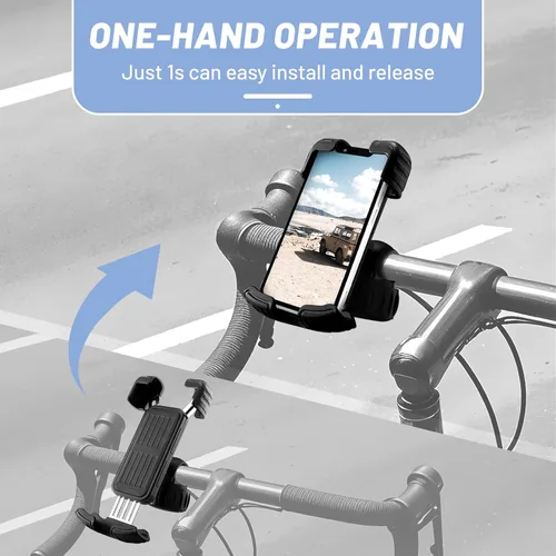 Vista 2 de Soporte ajustable para teléfono celular para bicicleta, motocicleta, soporte ajustable para teléfono celular, giratorio de 360° para manillar