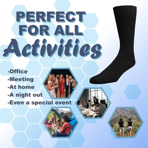 Vista 6 de EMEM Apparel Calcetines de vestir clásicos de punto de algodón acanalado suave para mujer, paquete de 5
