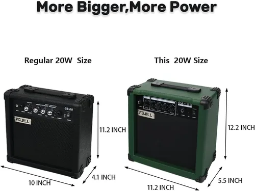 Vista 6 de Amplificador de guitarra de bajo eléctrico de 20W vatios, amplificador de práctica para actuaciones en escenario, pequeño y portátil para viajes