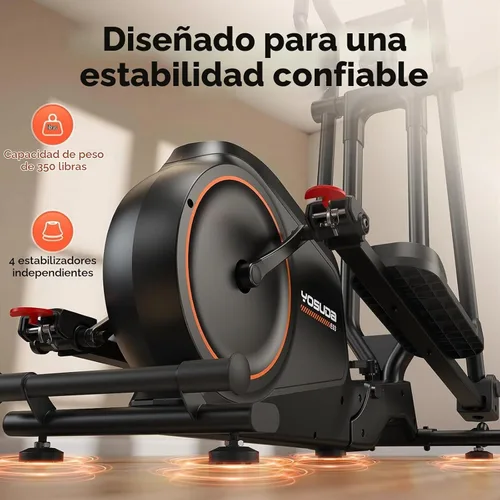 Vista 6 de YOSUDA Máquina elíptica plegable del ejercicio para el hogar, diseño Negro