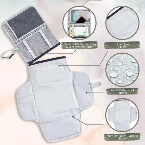 Vista 3 de KiddyCare Cambiador de pañales portátil para viajes de bebé Cambiador portátil para bebé recién nacido niña y niño Cambiador de pañales plegable