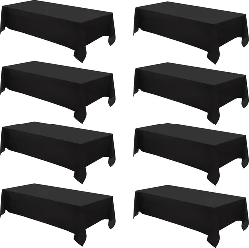 Vista 30 de Mantel Cuadrado 52 x 52 Pulgadas Manteles Negros Resistente a Manchas y Arrugas Lavable de Poliéster para Fiestas, Buffets y Bodas Mantel