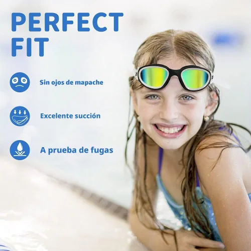 Vista 7 de ZIONOR Gafas de natación para niños, G1 MINI con protección UV, polarizadas, antivaho, para edades de 6 a 14 años Glare-Reducing Polarized Lenses