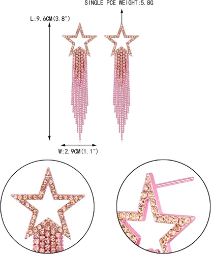 Vista 5 de EVER FAITH Aretes de borla para mujeres y niñas, aretes largos de diamantes de imitación con cuentas de cascada con flecos