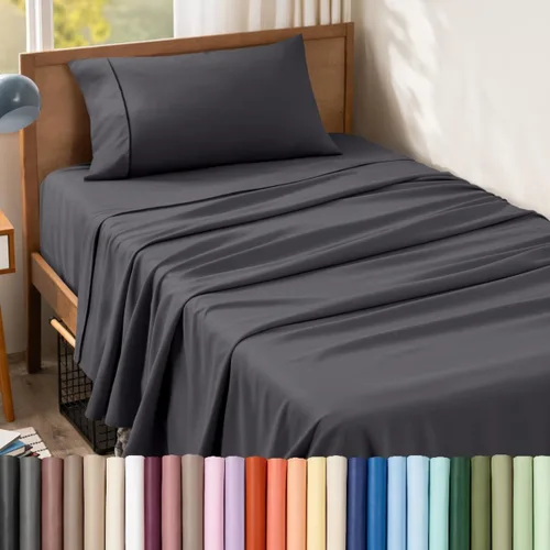 Vista 126 de Bare Home Juego de Sábanas Twin - Sábanas de Cama de Microfibra Ultra-Suave 1800 - Doble Cepillado - Bolsillos Profundos - Ajuste Fácil - Extra