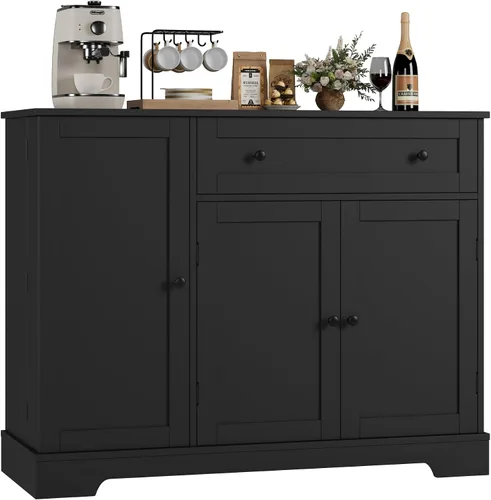 Vista 7 de HOSTACK Gabinete del buffet del aparador de cocina de 41" W, pequeña barra Negro
