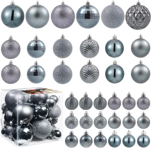 Vista 17 de LANGXUN 36 piezas de esferas de decoración de árbol de Navidad azul ácido, bolas de Navidad, decoración de Navidad 2025, adornos de Navidad