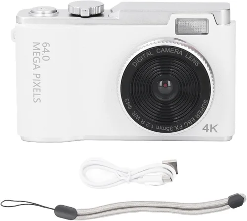 Vista 5 de Cámara digital 4K, pantalla de 2.4 pulgadas, zoom de 16X, videocámara de video de 64 MP, cámara para selfie, cámara de apuntar y disparar, cámara
