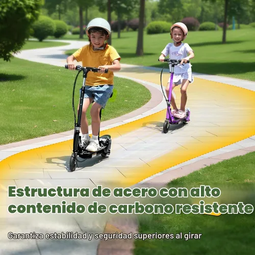 Vista 2 de Electric Scooter with Seat, Adjustable Height for Kids Ages 6-12, up to 10mph ＆ 155lbs Max Load, Removable Seat 2 Riding Styles Negro