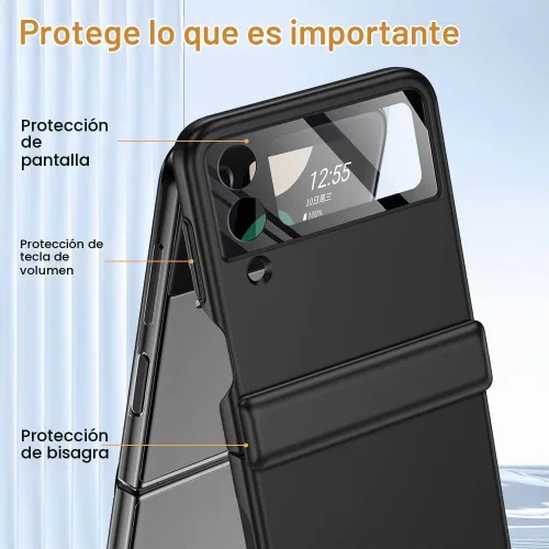 Vista 2 de Funda para Samsung Z Flip 4: [Protección completa de bisagra] Funda delgada para teléfono con protección de pantalla incorporada, protección