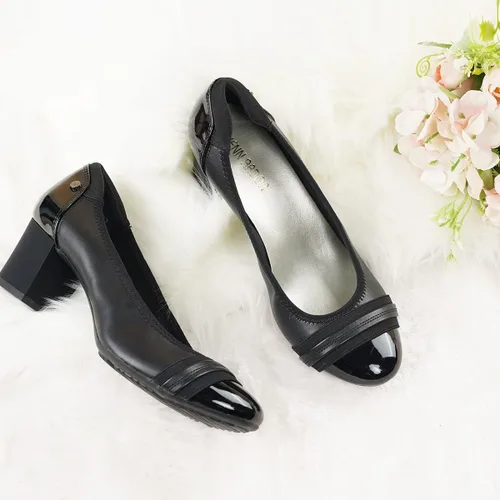 Vista 4 de JENN ARDOR Zapatos de vestir para mujer, tacón grueso de ballet para mujer, punta redonda, tacón cuadrado medio, suave, zapatos de tacón
