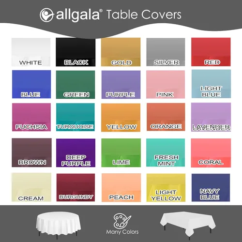 Vista 5 de allgala Juego de 12 manteles de plástico premium para mesa, desechables - 54 x 108 pulgadas - Impermeable, resistente a manchas, fácil de limpiar