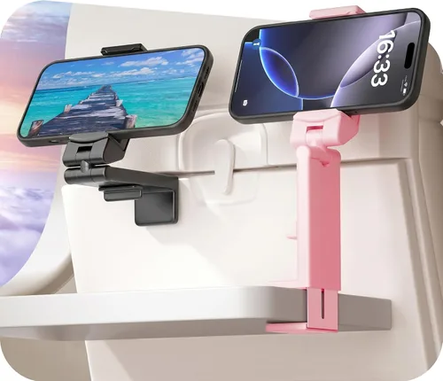 Vista 10 de Perilogics - Soporte universal para teléfono en vuelo de avión. Visualización manos libres con rotación multidireccional de 360 grados.