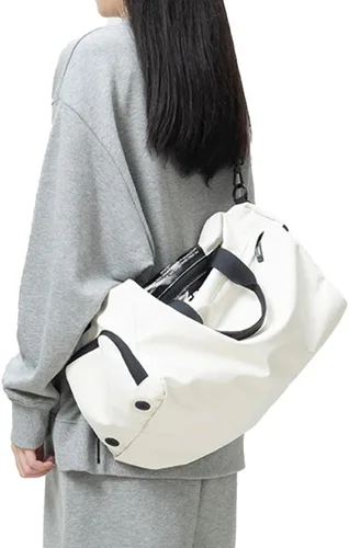 Vista 2 de Bolsa de gimnasio de natación, bolsa de viaje deportiva, ligera, para fin de semana, para yoga, casual, mochila de moda, universidad, Blanco, Bolsa