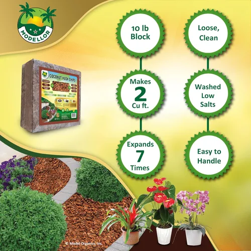 Vista 5 de MODELLOR Premium súper lavado, limpio, chips de coco, rinde 2 pies cúbicos de chips sueltos. Sustrato para reptiles, orgánico, absorbe olores