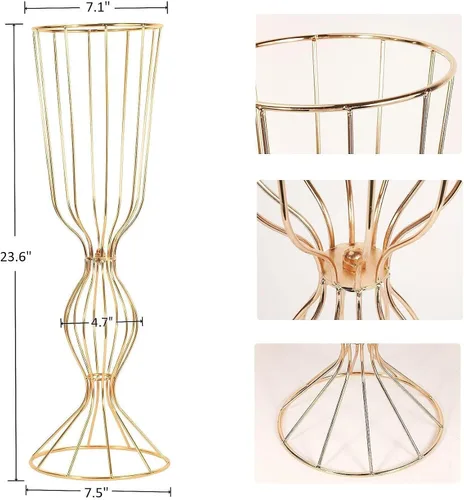 Vista 5 de Soportes de exhibición para centros de mesa de boda, 2 piezas de jarrones de flores de 23.6 pulgadas de alto, jarrones de soporte para arreglos