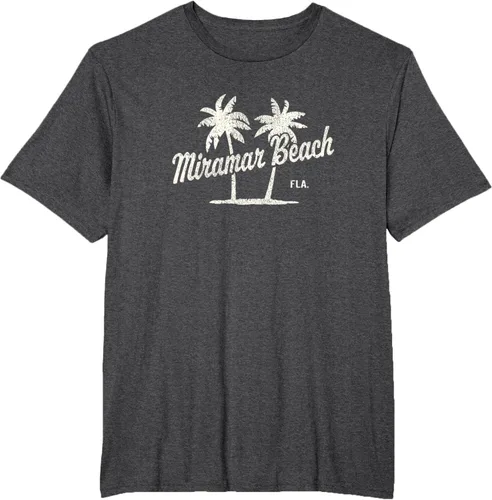 Vista 23 de Miramar Beach Florida Vintage 70s Palm Trees - Camiseta gráfica, Azul / Patchwork, S