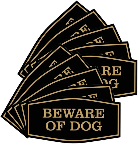 Vista 12 de All Quality Fancy Beware of Dog Letrero Material duradero Señales de seguridad para el hogar Fácil de instalar (negro/oro), mediano, 1 paquete