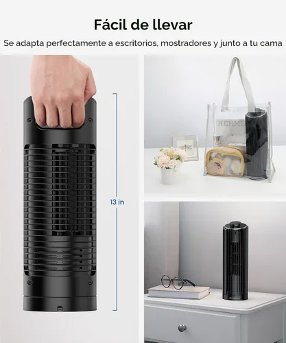 Vista 4 de Abolee Ventilador de torre, ventilador de escritorio de 23 pies/s, ventilador de mesa oscilante de 70° para dormitorio, ventilador de mesa de pie