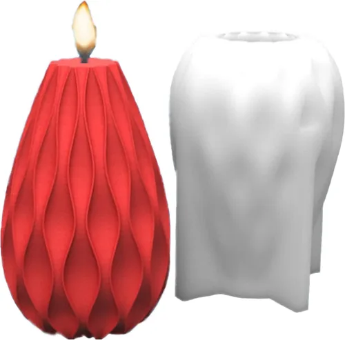 Vista 8 de Molde de silicona para velas a rayas de barril Molde de jabón para velas de pilar geométrico, molde de fondant, molde para hornear pastel