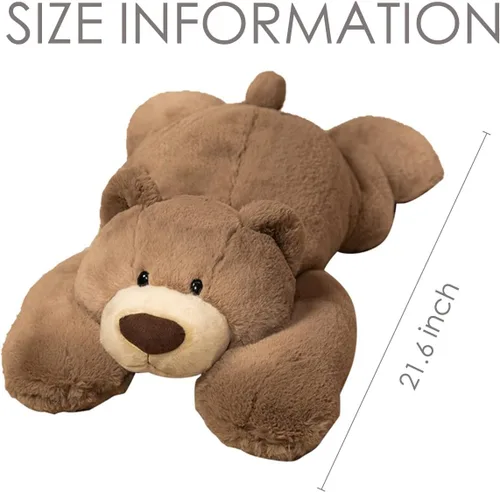 Vista 7 de ARELUX Animal de peluche suave de oso marrón: almohada de oso de peluche de 19.6 pulgadas para niños pequeños, lindos peluches de cuerpo abrazo