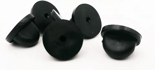 Vista 4 de Negro PVC hule Pin Backs Pack de 50