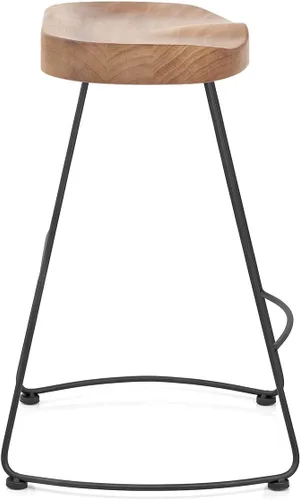 Vista 9 de Juego de 2 sillas de bar estilo rústico retro americano, taburete de bar simple de moda moderna, silla de comedor de madera de mediados de siglo