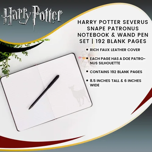 Vista 6 de Harry Potter Always Patronus - Diario diario con varios bolígrafos de réplica de varita Snape, 192 páginas rayadas, regalo de libro y película